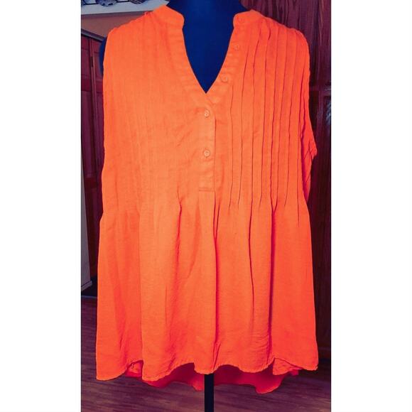American Rag Cie Womens Sleeveless Top Plus 0X XL V Neck Y2K Tomato Girl Boho - Picture 1 of 7